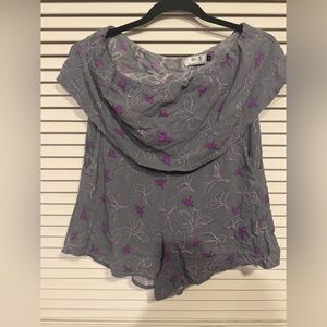 Fighting Eel Gray and Purple Floral Jumpsuit